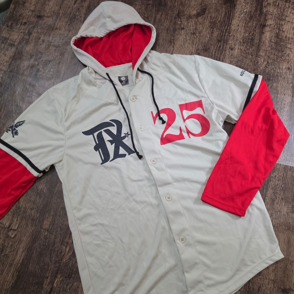 TEXAS RANGERS Baseball Jersey‎ Mens Medium White Nolan Ryan 25 Hooded Button Up